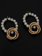 Load image into Gallery viewer, Twisted Metal Pearl Hoops
