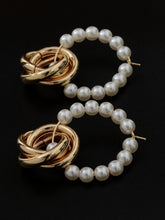 Load image into Gallery viewer, Twisted Metal Pearl Hoops
