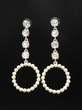 Load image into Gallery viewer, Hanging Pearl Hoops
