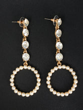 Load image into Gallery viewer, Hanging Pearl Hoops
